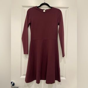 H&M BURGUNDY LONG SLEEVE DRESS